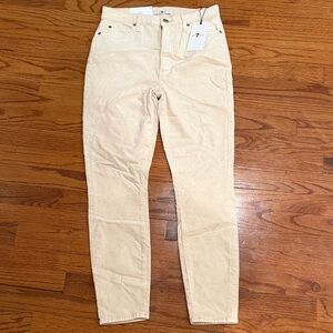 7 For All Mankind Cream/Tan Corduroy Skinny Pants
